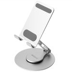 MegaStro® Aluminum 360 Rotatable Phone/Tablet Stand (Under 10inch) - MVPmini | Adjustable, Sturdy, and Versatile | Universal Compatibility | Hands-Free Viewing (Metallic Silver)