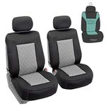 FH Group Car Seat Covers Durable Water Resistant Neosupreme Deluxe Diamond Design Front Set Car Seat Cushions, Airbag Compatible w Gift - Universal Fit for Cars Trucks and SUVs (Gray/Black)