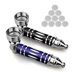 Mini Metal Smoking Pipe 2pcs, Pipes Holder with 10 Screen Filters - Gifts for Grandfather,Father,Husband,Boyfriend - Portable Creative Detachable Small Tools - Father's Pocket Decor