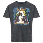 Recovered Mens Def Leppard T-Shirts - Hysteria Logo Washed Black Cotton Short Sleeves Relaxed Fit Unisex Tee Top - Suitable for Casual Wear - L