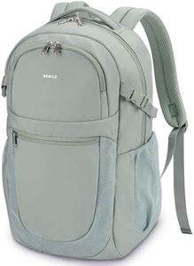 ECOHUB Travel Backpack for Women Men, Carry On Backpack with 17.3" Suspended Laptop Bag, 28L Flight Approved Fashion Water-Resistant Lightweight Daypack with 12 Pockets for Causal Work College, Green