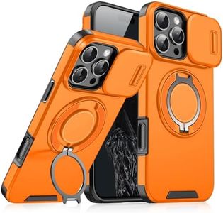 ELEPIK for iPhone 16 Pro Max Case with Camera Cover, [360° Rotatable Ring Stand] [Compatible with Magsafe] Military Grade Protective Phone Cover for iPhone 16 Pro Max, Orange