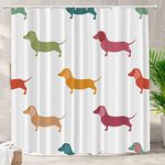 Batmerry Cute Dachshund Decor Shower Curtain,Dog Small Puppies Textile Animal Hunter Bathroom Decor Polyester Fiber Plastic Rings Quick-Drying Waterproof for Bathtubs/Bathroom, 72x72 inches