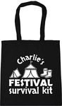 Hippowarehouse PERSONALISED Festival Survival Kit Tote Shopping Gym Beach Bag 42cm x38cm, 10 litres