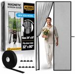 AUGO Magnetic Screen Door - Self Sealing, Heavy Duty, Hands Free Mesh Partition Keeps Bugs Out - Pet and Kid Friendly - Patent Pending Keep Open Feature - 34 Inch x 81 Inch