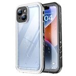 SPORTLINK for iPhone 14 Waterproof Case - Shockproof Heavy Duty Front and Clear Back Cover [Built in Screen/Camera Protector] [IP68 Underwater] [Not Yellowing] 360 Full Body Protective - Black/Clear