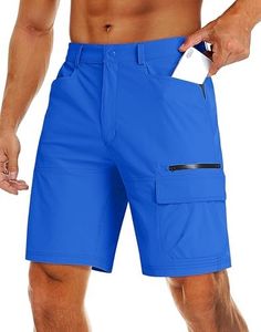 MAGCOMSEN Casual Shorts for Men Summer Cargo Shorts Quick Dry Work Shorts Stretch Outdoor Shorts Bright Blue,30