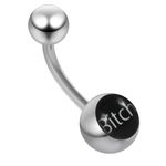 AZARIO LONDON Bitch Word on Black Background 316L Surgical Steel 14 Gauge Banana Belly Bar Jewellery