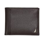 Nautica Classic J-Class Leather Bifold Wallet, Brown, Taglia unica