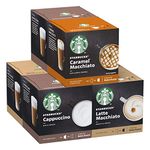 STARBUCKS Nescafe Dolce Gusto Variety Pack White Cup Coffee Pods, 12 Capsules (Pack of 6 - Total 72 Capsules, 72 Servings)