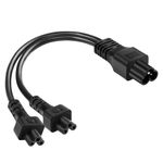 CERRXIAN C6 to Dual C5 Power Cord, IEC 320 C6 Male to 2XC5 Female Splitter Laptop Power Replacement Cable, IEC 320 C6 to 2XC5 Adapter Converter AC Power Supply Cord (2.5A/125V) 1FT/0.3M