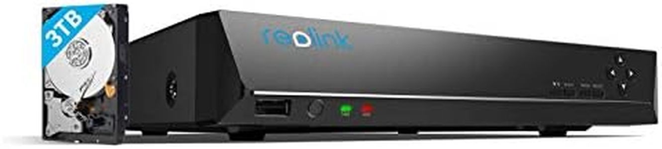 REOLINK 4K 16 Channel Network Video Recorder for Security Camera System, Only Work with 4K/5MP/4MP HD Reolink IP Cameras PoE NVR, 24/7 Recording to Pre-Installed 4TB Hard Drive, RLN16-410-4TB