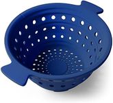 Collapsible Colander and Strainer by Risa | 100% Food-Grade Silicone | Collapses Flat for Easy Storage | Dishwasher Safe | Deep Blue