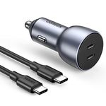 UGREEN 40W USB C Car Charger Dual Ports Power Delivery 40W Car Adapter with USB C Cable Compatible with iPhone 15/15 Pro/15 Pro Max/14, Galaxy S22 S21 Ultra, Pixel 6, iPad