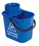 2Work Plastic Mop Bucket with Wringer 15 Litre Blue 102946BU