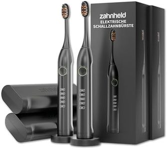 ZAHNHELD® Doppelpack, 2x elektrische Schallzahnbürsten GERO G3, inkl. 2x Bürstenköpfe & 2x Reiseetuis | Für eine sanfte & effektive Reinigung