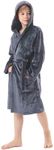 V.&GRIN Boys Fleece Robe, Hooded Plush Soft Fuzzy Bathrobe for Kids 3-14 Years（Gray 7-8）