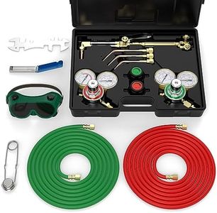 TOOLIOM Oxygen & Acetylene Torch Kit, Gas Cutting Welding Torch Set Welder Tools with Regulator Gauges Nozzles Hose