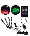 CAROMATIC® Car Atmosphere Light - 48 LED Car Interior Car Dashboard Atmosphere Strip Light - Car Interior LED Lighting Kit with Sounds Activated Wireless IR Remote Control (12 Volt, Multicolor)