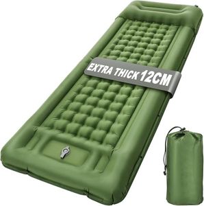 NexusNurture Camping Mat, 12CM Thicken Self Inflating Camping Mat with Built-in Pump & Pillow, Ultralight Mattress Sleeping Mat, Waterproof Camping Bed for Backpacking, Hiking, Camping and Beach