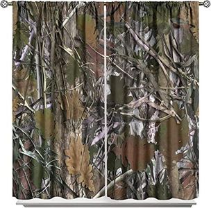 Camo Window Curtains,Forest Camouflage Hunting Lodge Camp Theme Room Darkening Thermal Insulated Window Curtain for Living Room Bedroom W42xL45in