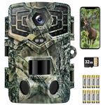 EUKI Wildlife Camera 2.7K 48MP WiFi Bluetooth Trail Camera with Night Vision Motion Activated with 32GB SD Card and 8 Batteries IP66 Waterproof 120°Detection Angle 950nm No Glow LED for Outdoor Garden