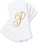 Juvale Monogrammed Fingertip Towels, Embroidered Letter P (11 x 18 in, White, Set of 4)