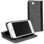 iPhone 5 Case, BoxWave® [Classic Book Case - Slate Grey] Vintage Book Design Wallet Cover for Apple iPhone 5