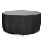 RICHIE Garden Furniture Covers, Round Patio Table Cover Heavy Duty 420D Oxford 190x71cm with Drawstring Cord Waterproof Windproof Anti-UV Patio Circular Table Covers Black