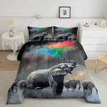 Erosebridal Elephant Bedding Set Queen Size Colored Wild Animal Comforter Set Funny Exotic Wildlife Down Comforter Wild Safari Theme Duvet Stuffing Iridescent Gradient Tie Dye Bedroom Decor