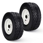 New Air Filled Lawnmower Tires on Wheel 13x5.00-6", 3" Centered Hub, 3/4" Greased Bushing Turf Tire Tubeless with Rim for Lawn Mowers & Garden Tractors (2 Pack) 135006