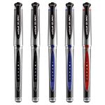 uni-ball Gel Impact Rollerball Pen Ball Point Pens - Broad 1mm Nib - Black, Blue and Red - Pack of 5