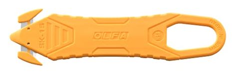 OLFA Disposable Concealed Blade Safety Knife, 10 Knives (SK-15/10) - Disposable Multi-Purpose Safety Box Cutter w/ Concealed Blade, Tape Splitter, & Non-Slip Ergonomic Handle (10 Pack)