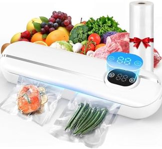 QZTHOU Food Vacuum Sealer Machine, One-Touch Automatic Food Sealer, Air Sealing System with Dry & Moist Modes and 15 Bags, for Food Packing Storage