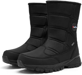 SILENTCARE Men's Winter Waterproof Snow Boots Warm Slip On Mid-Calf Booties Lightweight Outdoor Athletic Shoes Black 8 US