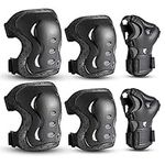 knee and elbow pads adult for children 6-In-1 Set,Skating pads Protective Gear for Rollerblading Cycling Skateboard Scooter Biking Riding (CC L)