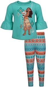 Disney Moana Toddler Girls Graphic T-Shirt and Leggings Outfit Set Paisley Blue 4T