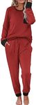 Ekouaer Long Sleeve Pajama Set 2 Piece Base Layer Thermal Underwear Set for Women (Red, Small)