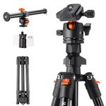 K&F Concept 76 inch Camera Tripod with Rotatable Multi-Angle Center Column,Lightweight Travel Outdoor DSLR Tripods with 360 Degree Ball Head Load Capacity 8kg/17.6lbs, Cellphone Clips for Smartphone