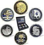 BHealthLife United States Police Department Law Enforcement Officers Challenge Coin Gift Box with 6 Police Coins