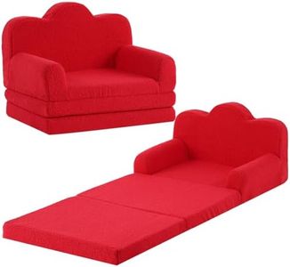 Tiita Kids Sofa, 2-in-1 Soft Toddler Couch Fold Out, Cloud-Like Comfy Couch Toddler Reading Chair with Carrying Handle Washable Cover, Kids Furniture for Boys and Girls