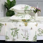 FADFAY Shabby Green Floral Sheet Set 100% Cotton 600 TC Bed Sheet Set 1 Flat Sheet 1 Fitted Sheet 2 Shams Green White Natural Hypoallergenic Kids Girls Home Decoration Bedding Set, 4pcs-King