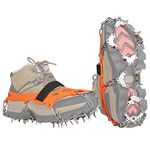 BLUEVER Crampons Ice Cleats Traction Snow Grips for Boots Shoes with 32 Stainless Steel Spikes Anti Slip for Walking,Hiking,Climbing,Fishing and Mountaineering