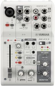 Yamaha AG03MK2 3-Channel Live Streaming Mixer with USB Audio Interface, for Windows, Mac, iOS and Android, in White