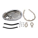 1 SET SHLPDFM Timing Chain Cover Kit CNC aluminum alloy Chrome SBC Gasket Seal Bolts Set Fits for Small Block Chevy 265,283,327,350,383,& 400