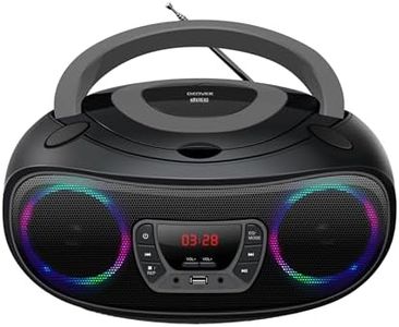 Denver Lecteur CD Portable avec Effets de Lumière - Bluetooth - Poste CD Enfant - Boombox - Radio FM - AUX - TCL212BT - Gris