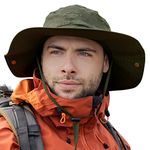 Comhats Large Sun Hat Men L - XL, Wide Brim UV Safari Bonnie Hats for Summer Outdoor Hiking Fishing Walking, Waterproof & Windproof Green 60-63cm