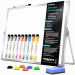 Marsrock Dry Erase White Board with Stand,Double-Sided Weekly Whiteboard 12"x16", 10 Markers, 6 Magnets, 1 Eraser, Portable Desktop Whiteboard for Planning,Weekly Schedule Board for School for Home