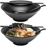 2 x Ramen Bowl Set (Black Melamine)