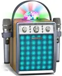 MASINGO Karaoke Machine for Adults and Kids with 2 Wireless Microphones, Portable Singing PA Speaker System Set with 2 Bluetooth Mics, Disco Ball Party Lights & TV Cable, Ostinato M7